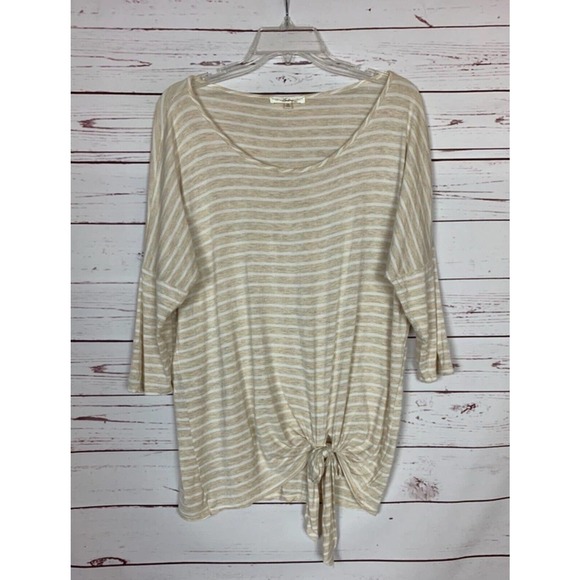 Andree By Unit Tops - Andree By Unit Women’s M Medium Beige Striped Dolman Sleeve Cute Tunic Top Shirt